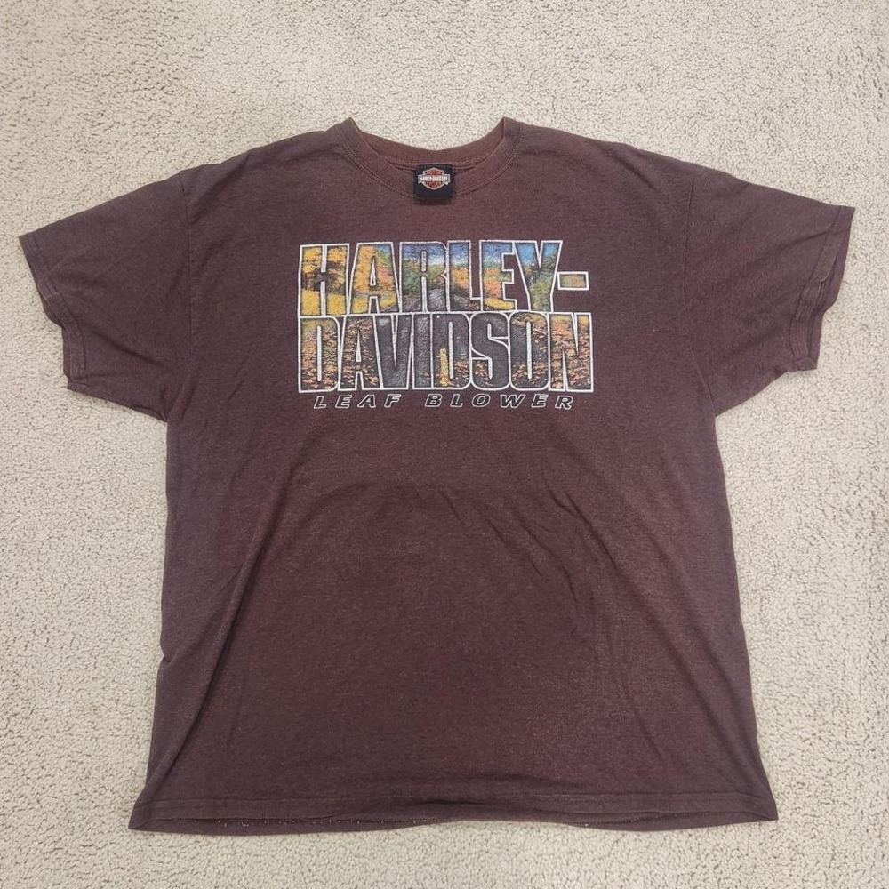 Vintage 2001 Harley Davidson Motorcycle  Leaf Blower Brown Graphic‎ Georgia Size